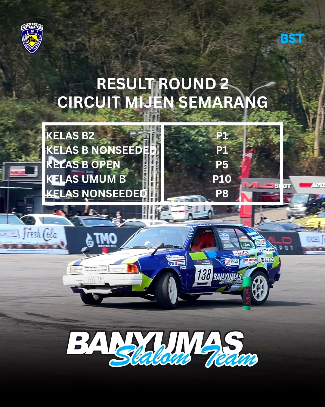 Grafis hasil resmi Putaran 2 Sirkuit Mijen Semarang untuk Banyumas Slalom Team